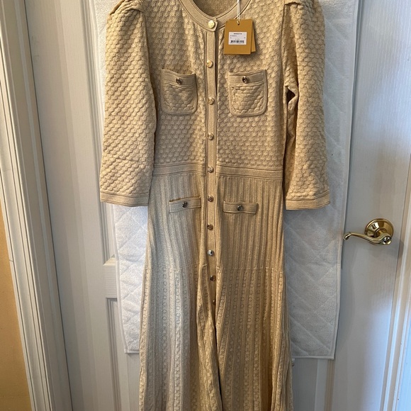 Authentic Sandro Pointelle Knit Midi Dress, size 38 - Picture 5 of 6